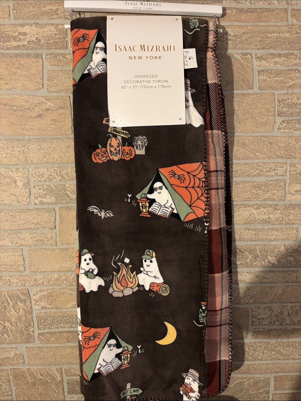 Viral Isaac Mizrahi Reversible Halloween blanket Ghosts reading & camping